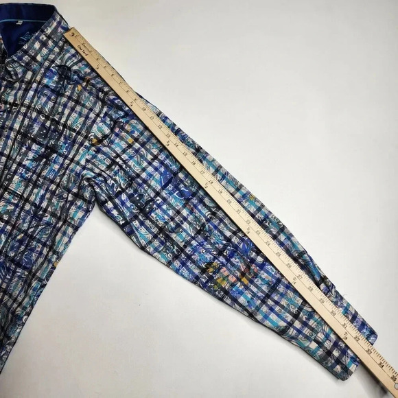 Lansky Bros Paisley Floral Leaves Shirt Long Sleeve Button Up Men's Size XXL - Picture 8 of 11